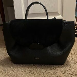 Polène Numero Un black suede handbag